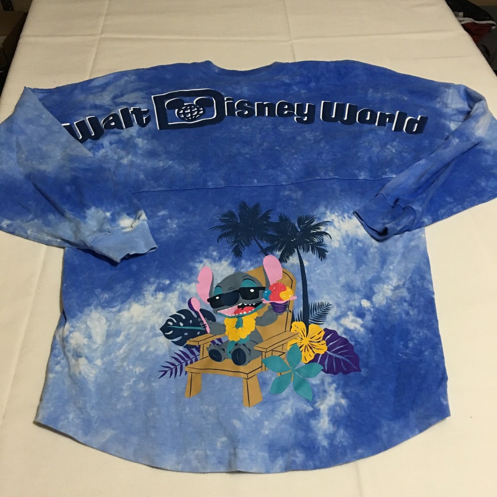Walt Disney World Spirit Jersey Stitch Small Blue Tie Dye Long Sleeve Shirt